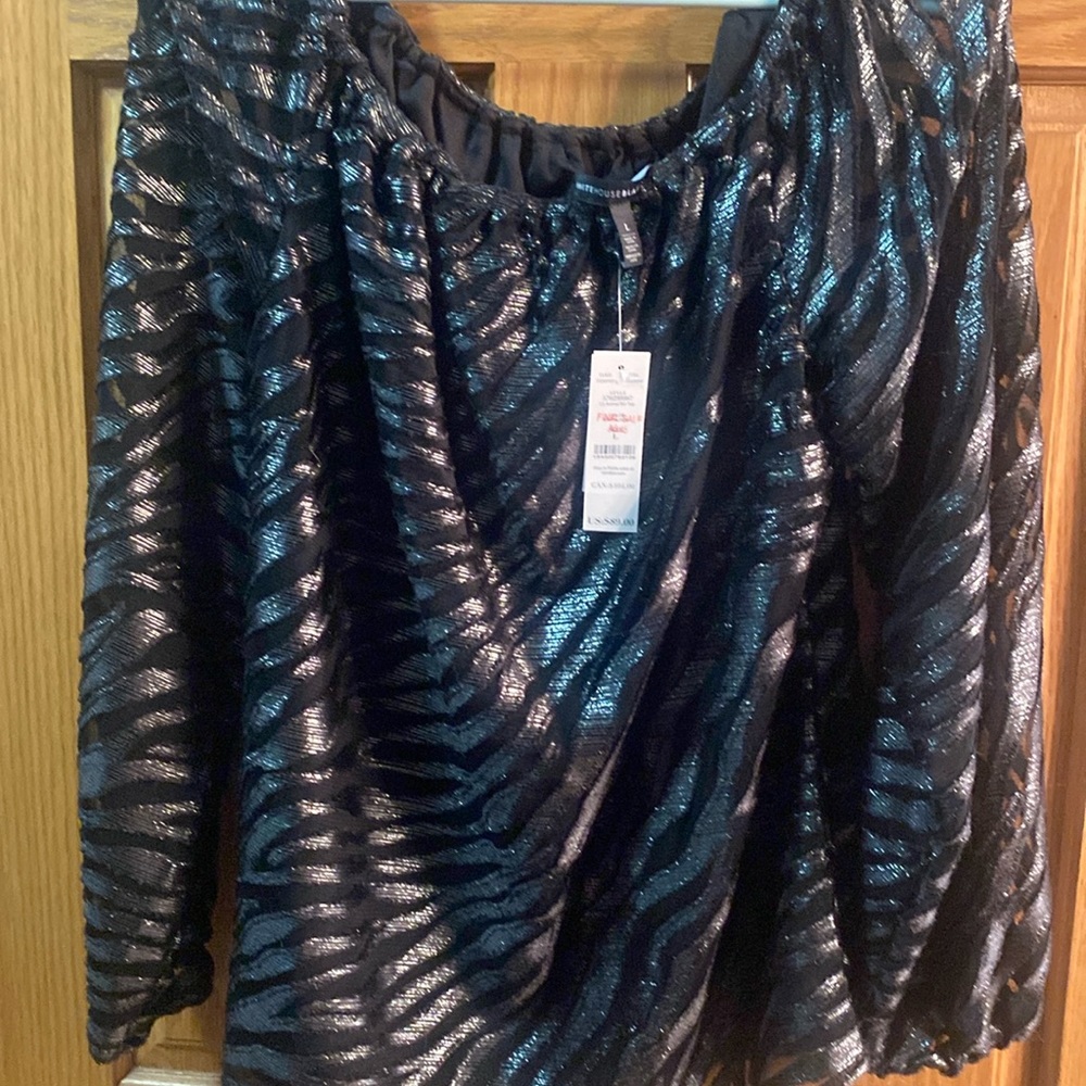 whbm nwt ! long sleeve BO top ! sheer sleeves lined bodice !